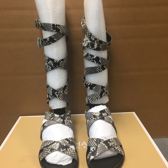 Michael Kors Darby Snakeskin Leather Gladiator San - Picture 1 of 7